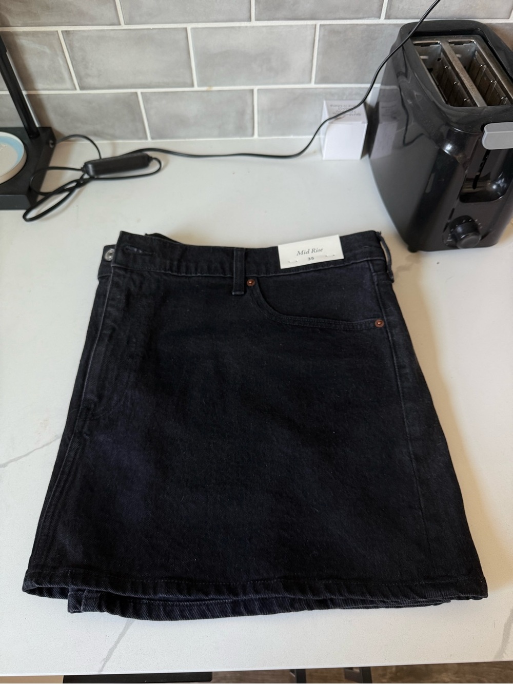 Abercrombie & Fitch Black Midi Denim Skirt